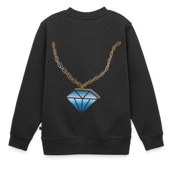 Chaîne diamant - Sweat Premium enfant bio - noir - Dos - AI Model Kid Female (0cm)