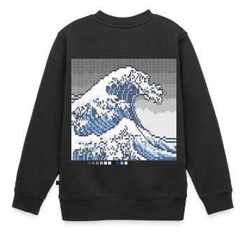 La grande vague au large de Knittingawa - Sweat Premium enfant bio - noir - Dos - AI Model Kid Female (0cm)