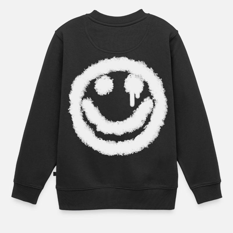 sourire blanc - Sweat Premium enfant bio - noir