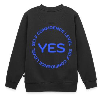 NIVEAU DE CONFIANCE EN SOI OUI bleu - Sweat Premium enfant bio - noir - Dos - AI Model Kid Female (0cm)