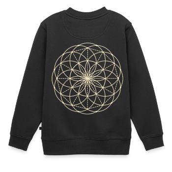 Géométrie sacrée Fleur - Sweat Premium enfant bio - noir - Dos - AI Model Kid Female (0cm)