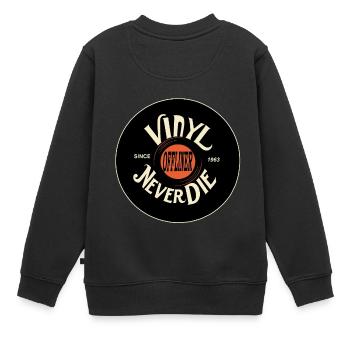 Vinyl Never Die - Kinder Premium Organic Sweatshirt - Schwarz - Hinten - AI Model Kid Female (0cm)