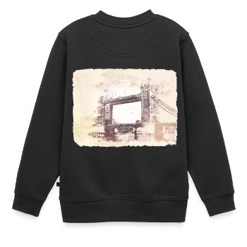 London England Tower Bridge - Kinder Premium Organic Sweatshirt - Schwarz - Hinten - AI Model Kid Female (0cm)