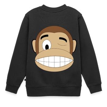zwinker affe - Kinder Premium Organic Sweatshirt - Schwarz - Hinten - AI Model Kid Female (0cm)