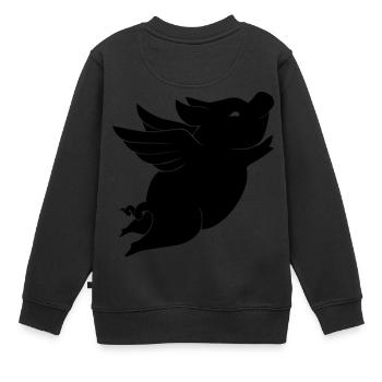 Schwein - Schweinchen mit Flügeln - Kinder Premium Organic Sweatshirt - Schwarz - Hinten - AI Model Kid Female (0cm)