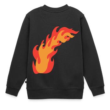 Flammen Feuer - Kinder Premium Organic Sweatshirt - Schwarz - Hinten - AI Model Kid Female (0cm)