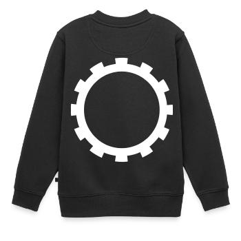 Zahnrad - Kinder Premium Organic Sweatshirt - Schwarz - Hinten - AI Model Kid Female (0cm)