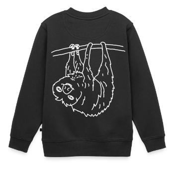 Faultier - Kinder Premium Organic Sweatshirt - Schwarz - Hinten - AI Model Kid Female (0cm)