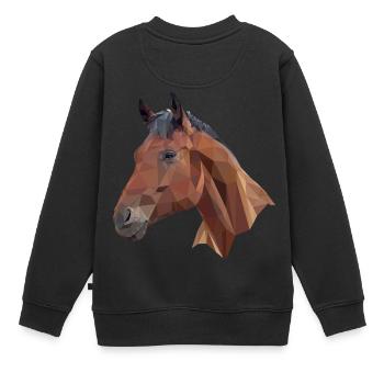 Pferd Poly - Kinder Premium Organic Sweatshirt - Schwarz - Hinten - AI Model Kid Female (0cm)