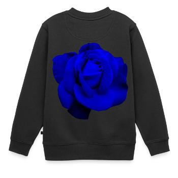 Rose bleue - Sweat Premium enfant bio - noir - Dos - AI Model Kid Female (0cm)