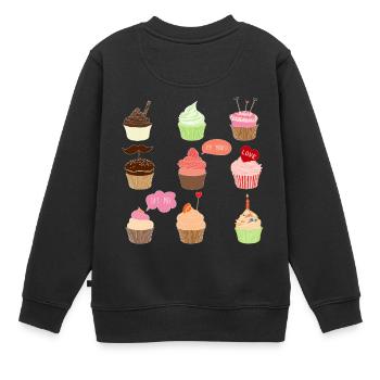 Cupcake - Sweat Premium enfant bio - noir - Dos - AI Model Kid Female (0cm)