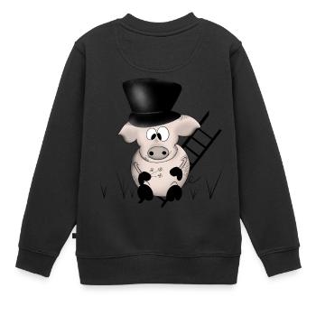 Schwein Silvester viel Glück - Kinder Premium Organic Sweatshirt - Schwarz - Hinten - AI Model Kid Female (0cm)