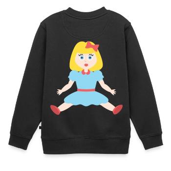 Puppe - Kinder Premium Organic Sweatshirt - Schwarz - Hinten - AI Model Kid Female (0cm)