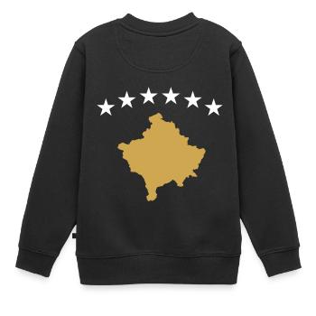 Kosovo Flagge Umriss Kosovare Stolz Balkan - Kinder Premium Organic Sweatshirt - Schwarz - Hinten - AI Model Kid Female (0cm)