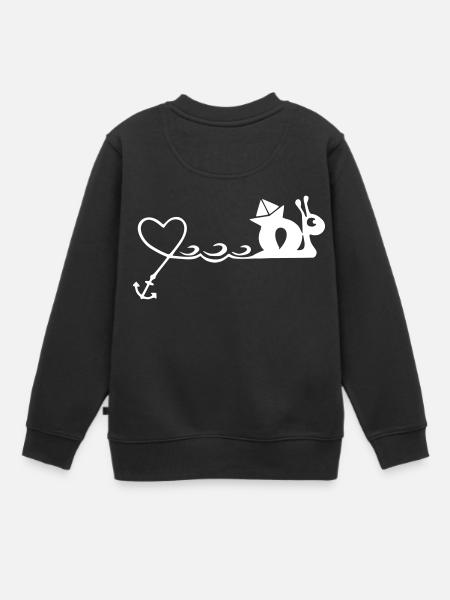 schnecke maritim herz anker boot - Kinder Premium Organic Sweatshirt - Schwarz
