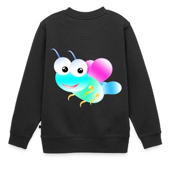 Pastell Schmetterling - Kinder Premium Organic Sweatshirt - Schwarz - Hinten - AI Model Kid Female (0cm)