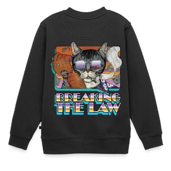 Verbrechen Katze in den Schatten - Abbremsen des Gesetzes - Kinder Premium Organic Sweatshirt - Schwarz - Hinten - AI Model Kid Female (0cm)