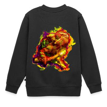 gxp chamaeleon chameleon colorful sketch - Kinder Premium Organic Sweatshirt - Schwarz - Hinten - AI Model Kid Female (0cm)