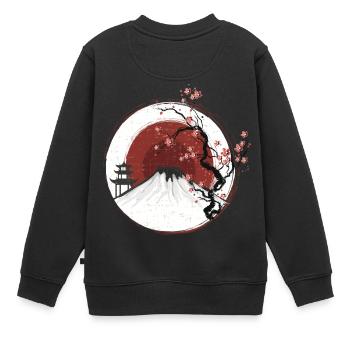 Fujiyama im Sonnenuntergang White Edition - Kinder Premium Organic Sweatshirt - Schwarz - Hinten - AI Model Kid Female (0cm)