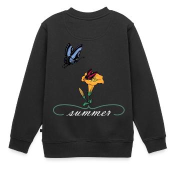 Summer summer butterflies - Kids Premium Organic Sweatshirt - black - Back - AI Model Kid Female (0cm)