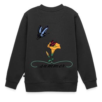 Summer summer butterflies - Kids Premium Organic Sweatshirt - black - Back - AI Model Kid Female (0cm)