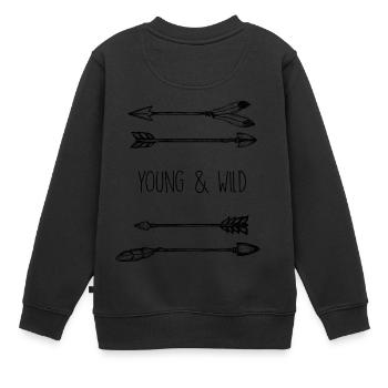 Pfeile Young & Wild - Kinder Premium Organic Sweatshirt - Schwarz - Hinten - AI Model Kid Female (0cm)