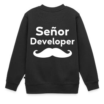 Señor – Senior Developer - Kinder Premium Organic Sweatshirt - Schwarz - Hinten - AI Model Kid Female (0cm)