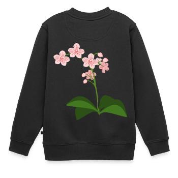 orchidée - Sweat Premium enfant bio - noir - Dos - AI Model Kid Female (0cm)