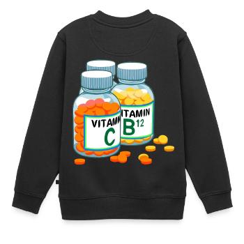 Vitamine - Kinder Premium Organic Sweatshirt - Schwarz - Hinten - AI Model Kid Female (0cm)