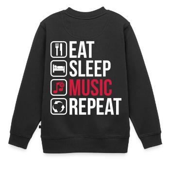 Eat Sleep Music Repeat - Kinder Premium Organic Sweatshirt - Schwarz - Hinten - AI Model Kid Female (0cm)