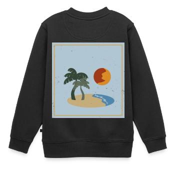 été cadeau vacances soleil île palmiers amusant - Sweat Premium enfant bio - noir - Dos - AI Model Kid Female (0cm)
