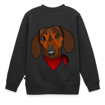 Dackel - Leo - Kinder Premium Organic Sweatshirt - Schwarz - Hinten - AI Model Kid Female (0cm)
