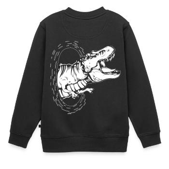 Dino DINOSAUR CADEAU T-REX JURASSIC DINOSAUR - Sweat Premium enfant bio - noir - Dos - AI Model Kid Female (0cm)
