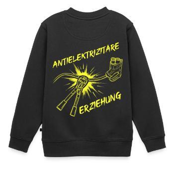 Antielektrizitäre Erziehung – Gelb - Kinder Premium Organic Sweatshirt - Schwarz - Hinten - AI Model Kid Female (0cm)