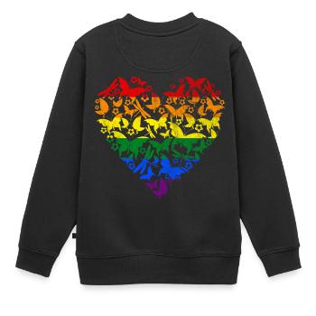RAINBOW COEUR PAPILLON - Sweat Premium enfant bio - noir - Dos - AI Model Kid Female (0cm)