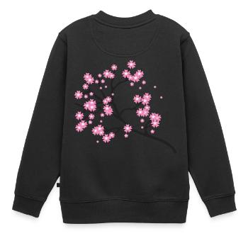 fleurs de cerisier - Sweat Premium enfant bio - noir - Dos - AI Model Kid Female (0cm)