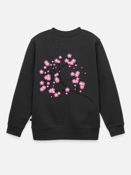 fleurs de cerisier - Sweat Premium enfant bio - noir