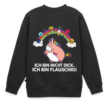 Einhorn-Ich bin nicht dick-Geschenk - Kinder Premium Organic Sweatshirt - Schwarz - Hinten - AI Model Kid Female (0cm)