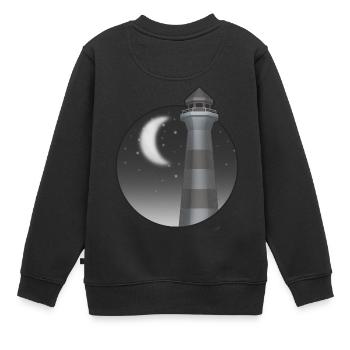 Leuchtturm in der Nacht - Kinder Premium Organic Sweatshirt - Schwarz - Hinten - AI Model Kid Female (0cm)