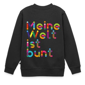 Meine Welt ist Bunt - Geschenkidee - Kinder Premium Organic Sweatshirt - Schwarz - Hinten - AI Model Kid Female (0cm)