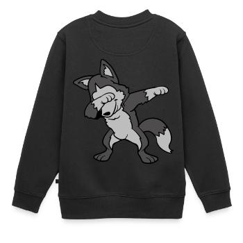 Dabbing Dab Siberian Husky Chien Loup Danse - Sweat Premium enfant bio - noir - Dos - AI Model Kid Female (0cm)