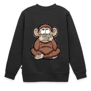 Iwazaru - monkey speaks no evil - Kids Premium Organic Sweatshirt - black - Back - AI Model Kid Female (0cm)