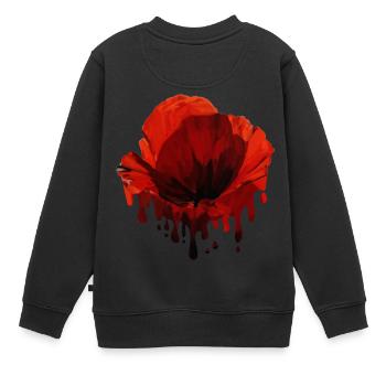 Coquelicots en fusion Fleur Art Floral - Sweat Premium enfant bio - noir - Dos - AI Model Kid Female (0cm)