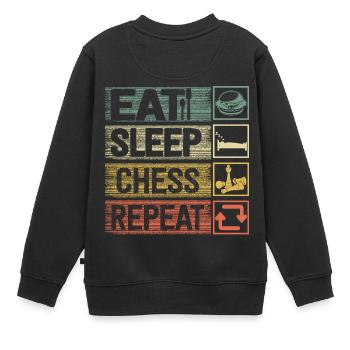 Eat Sleep Chess Repeat Funny Chess Player - Kinder Premium Organic Sweatshirt - Schwarz - Hinten - AI Model Kid Female (0cm)