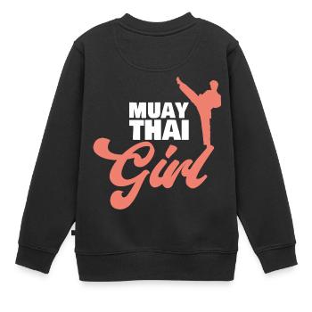 Muay Thai Girl Thai Boxing - Kinder Premium Organic Sweatshirt - Schwarz - Hinten - AI Model Kid Female (0cm)
