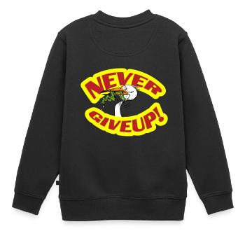 jamais copier giveup 2 - Sweat Premium enfant bio - noir - Dos - AI Model Kid Female (0cm)