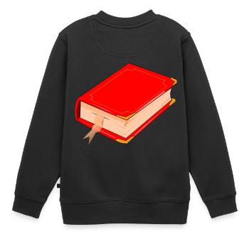 Buch - Kinder Premium Organic Sweatshirt - Schwarz - Hinten - AI Model Kid Female (0cm)