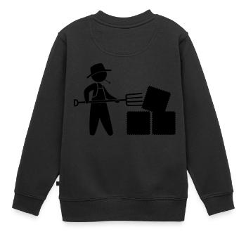 Bauer mit Mistgabel und Heu - Kinder Premium Organic Sweatshirt - Schwarz - Hinten - AI Model Kid Female (0cm)
