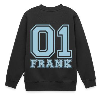 Frank - Name - Kinder Premium Organic Sweatshirt - Schwarz - Hinten - AI Model Kid Female (0cm)