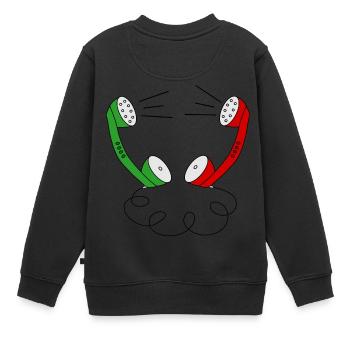 Téléphones communication conversation téléphonique bonjour - Sweat Premium enfant bio - noir - Dos - AI Model Kid Female (0cm)